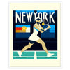 Affiche vintage de la Dame de tennis de New York inspirée par New York et l'US Open.