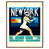Affiche vintage de la Dame de tennis de New York inspirée par New York et l'US Open.