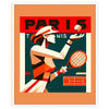Vintage Lady Paris tennis poster featuring Paris and Roland Garros elegant living room interior framed print