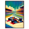 space Formula 1 poster dynamic brown blue hues wall art fans striking print ideal gift room motorsport masterpiece sizes A4 cm A0