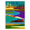 univers Formule 1 affiche vibrante couleurs orange violet cadeau parfait fanatique dynamisme espace formats A4 cm 60×80 A0