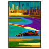 univers Formule 1 affiche vibrante couleurs orange violet cadeau parfait fanatique dynamisme espace formats A4 cm 60×80 A0