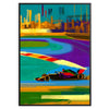 univers Formule 1 affiche vibrante couleurs orange violet cadeau parfait fanatique dynamisme espace formats A4 cm 60×80 A0
