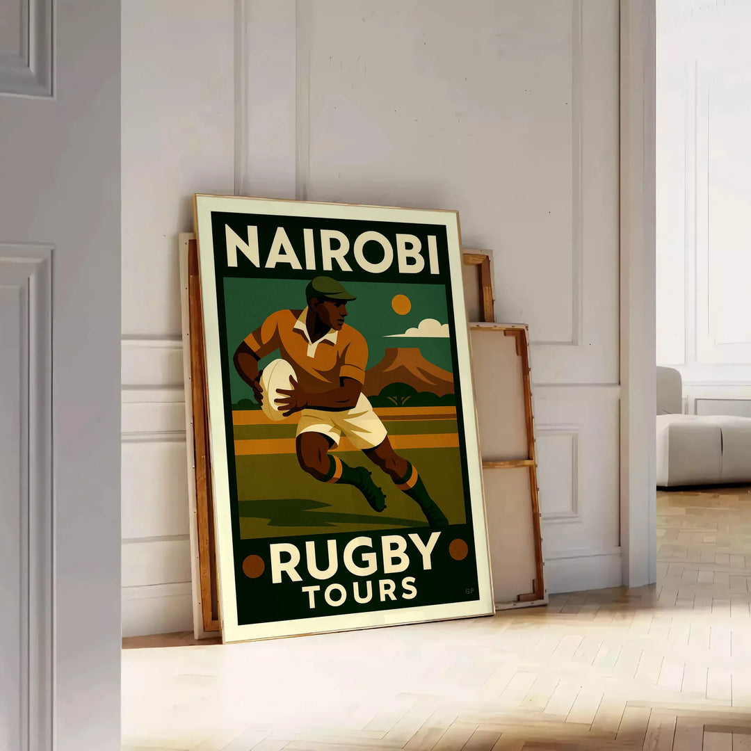 magnifique vintage matchs emblématiques Nairobi poster art déco captivant une touche unique décoration affiche rugby dimensions idéales 50x70 cm disponibles A4 A0