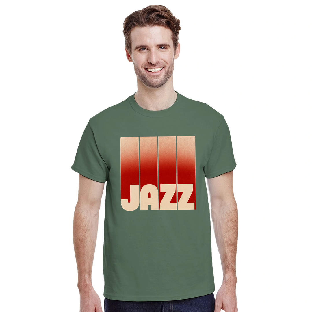 音楽愛好家にぴったりのジャズテーマTシャツ。鮮やかなデザインがジャズの本質を捉え、会話のきっかけになります。サイズはS、M、L、XL、XXLから選べます。