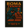 Póster de tenis Alien Roma con un vibrante diseño en verde y marrón, ideal para los amantes del deporte y lo extraterrestre
