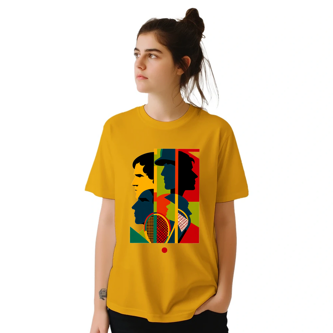 テニス大会に最適なスタイリッシュなテニステーマのTシャツ。プレイヤーやファンにぴったりの快適さとゲームへの情熱を融合。サイズ: S, M, L, XL, XXLでご用意。