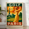 captivating vintage golf poster vibrant Parisian scene green red enthusiast wall art best gift golfers charm space unframed formats