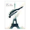 art captivant Jeux Olympiques Paris 2024 affiche exclusive thème natation parisien cadeau parfait passionnés disponibles A4 cm A0