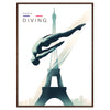 art captivant Jeux Olympiques Paris 2024 affiche exclusive thème natation parisien cadeau parfait passionnés disponibles A4 cm A0