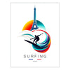 excitement 2024 Paris Olympics vibrant surfing poster wall art unique gift stunning print Parisian flair athletic adventure framed frameless version artwork