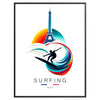 excitement 2024 Paris Olympics vibrant surfing poster wall art unique gift stunning print Parisian flair athletic adventure framed frameless version artwork