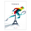 Œuvre d'art classique sur le tennis à Paris mettant en valeur l'atmosphère de Paris et de Roland Garros