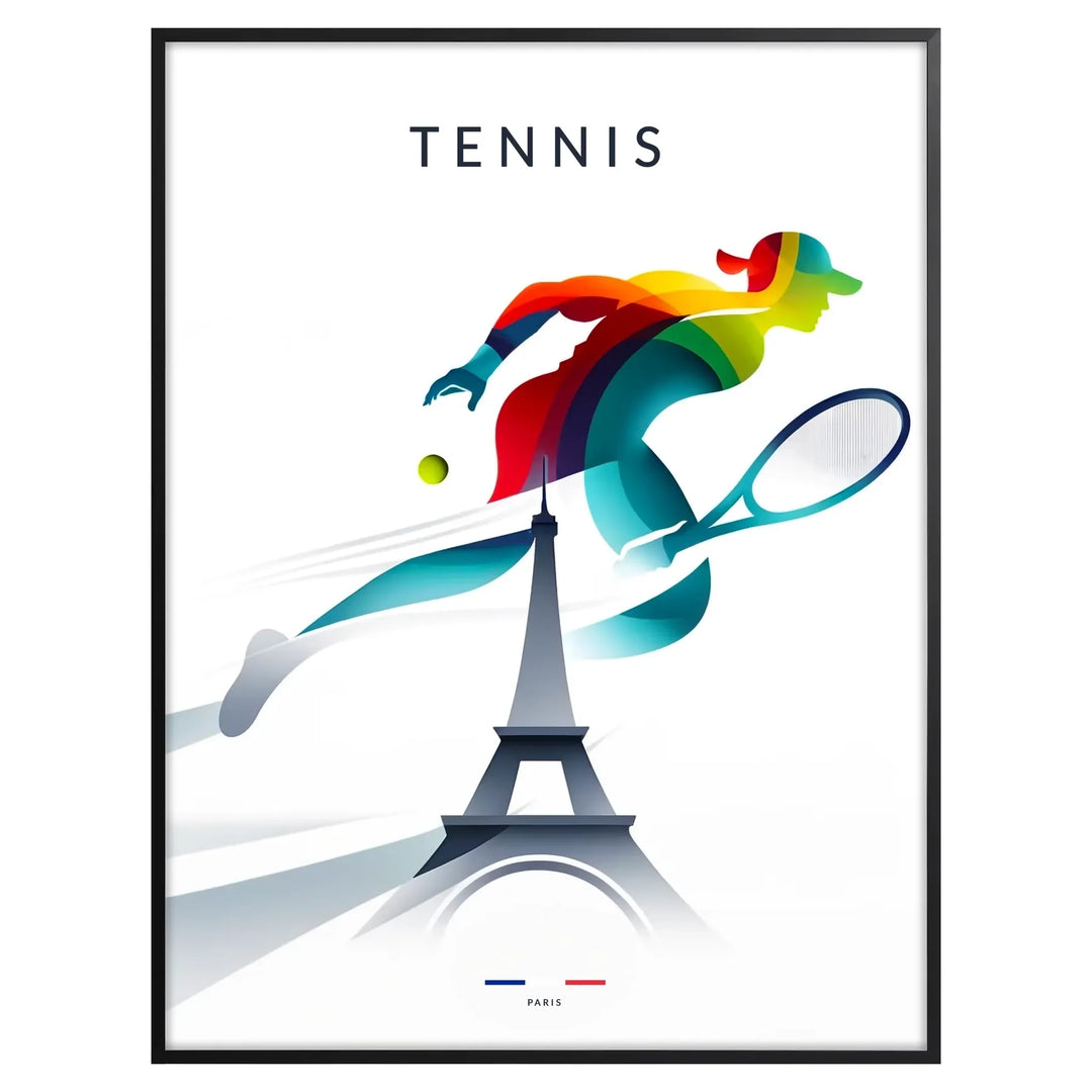 tennis print poster paris poster eiffel tower