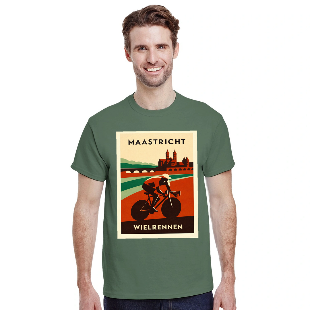 T-shirt T - shirt Maastricht Pays Bas idéal passionnés cyclisme design unique paysages néerlandais parfait sorties vélo moments détente style confort coton première qualité une tenue longue durée