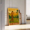 space stunning vintage golf poster art Los Angeles charm rich brown green tones best gift golfers deco piece available frames dimensions A4 cm timeless elegance