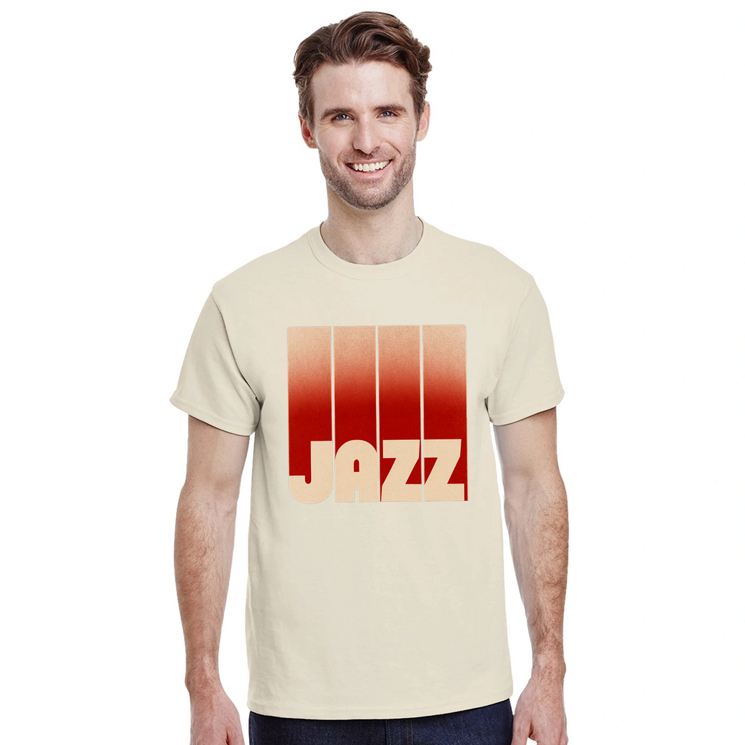 音楽愛好家にぴったりのジャズテーマTシャツ。鮮やかなデザインがジャズの本質を捉え、会話のきっかけになります。サイズはS、M、L、XL、XXLから選べます。