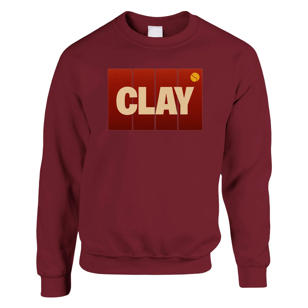 game Clay Tennis Sport Sweater cozy blend 50 % cotton polyester thick unisex sweatshirt air jet spinning soft touch minimal pilling double needle stitching rib extra stretch classic comfort player stylish court