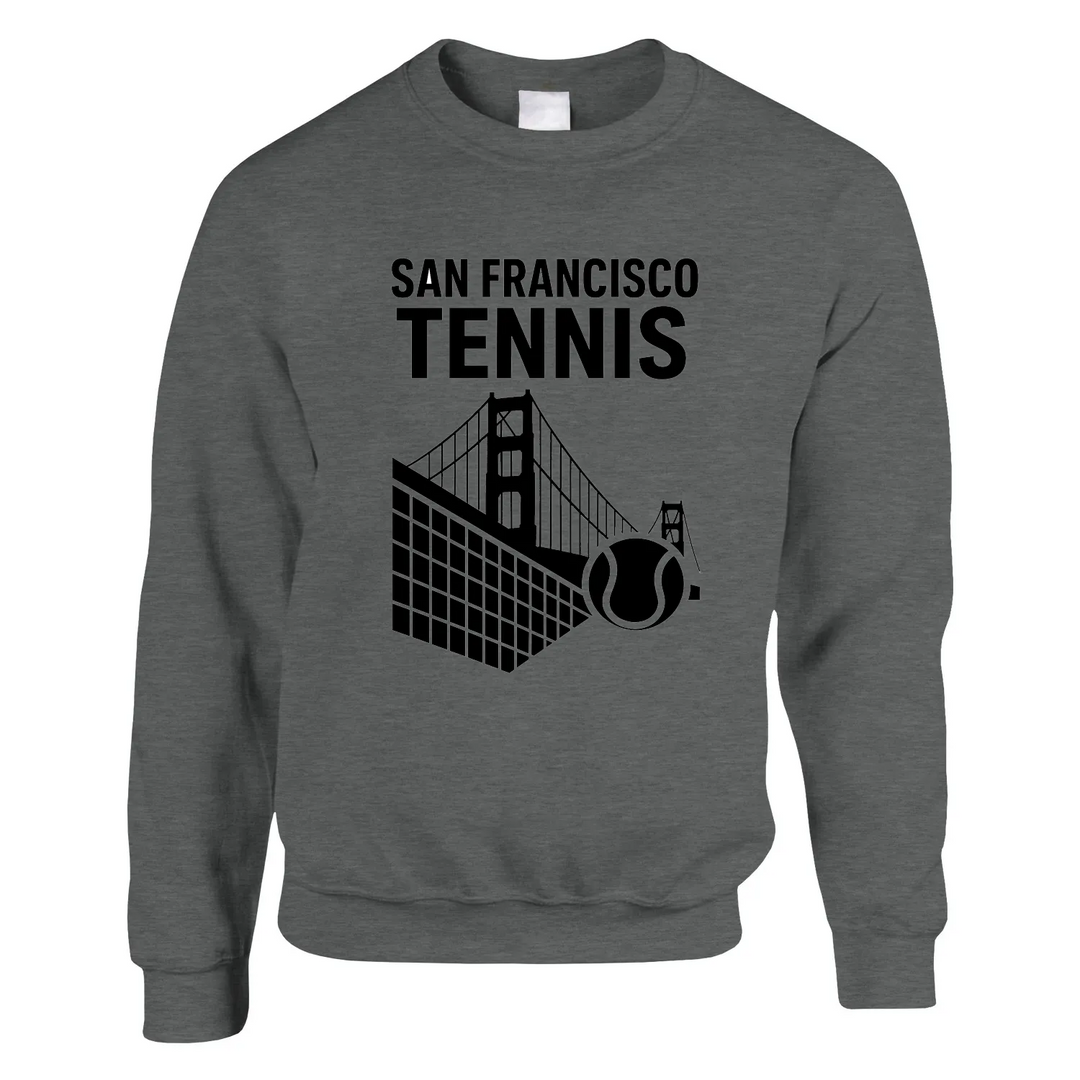 San Francisco Tennis džemperis, bieza unisex sudraba auduma kombinācija, ērta un stilīga ikdienai