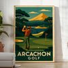 stunning Arcachon Golf Poster perfect blend vintage art deco design vibrant yellow gray tones gem ideal wall best gift golfers style