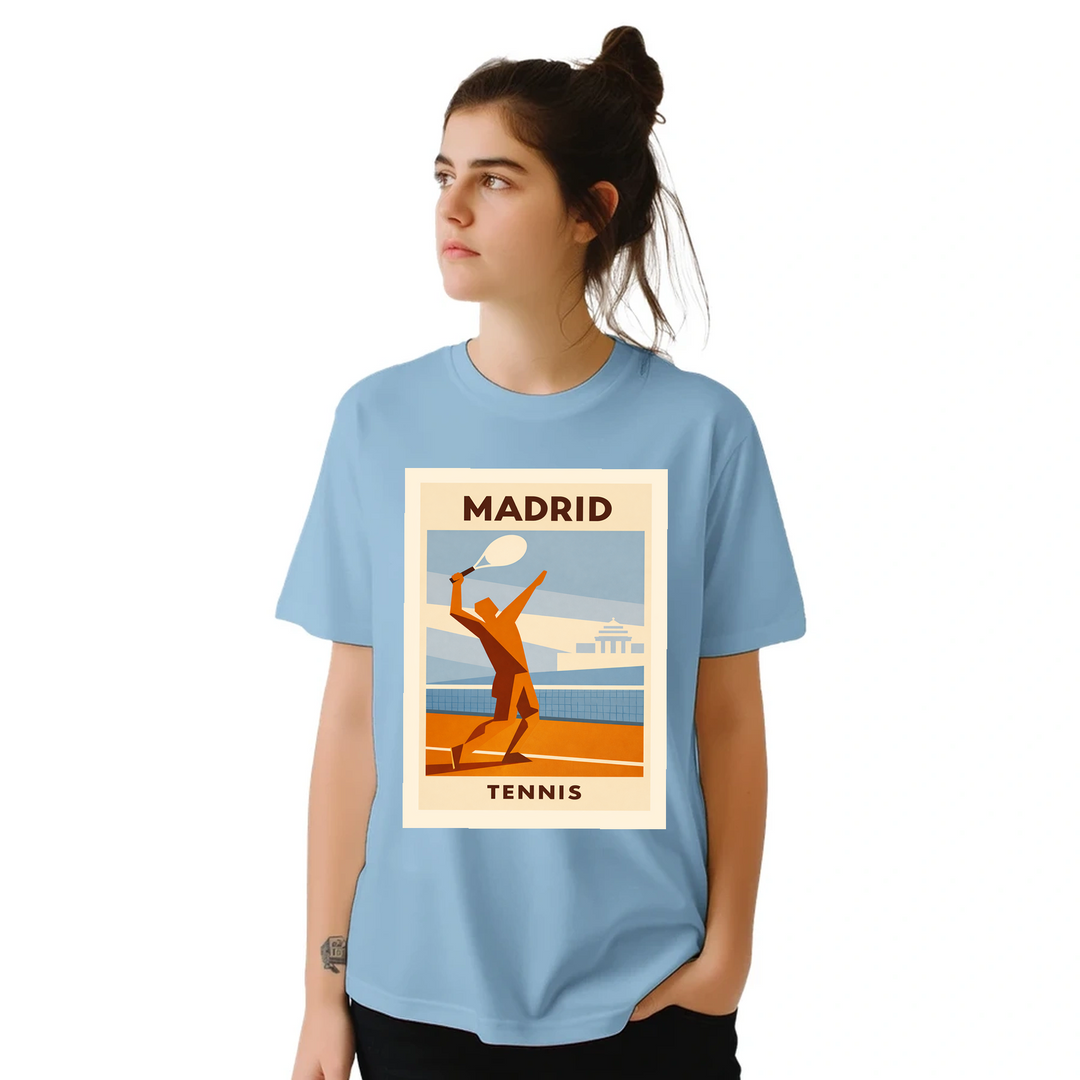 T-shirt τένις Μαδρίτης, με ζωντανό σχέδιο που αποτυπώνει την κουλτούρα του τένις στη Μαδρίτη. Ιδανικό για αθλητές και λάτρεις