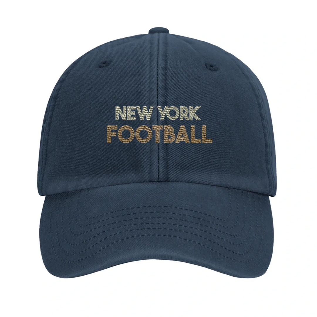 Βιντάζ κεντητό καπέλο με λογότυπο 'New York Football 1' και ρυθμιζόμενο λουράκι