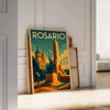 Vintage Art Déco poster of Rosario, Argentina in yellow and green