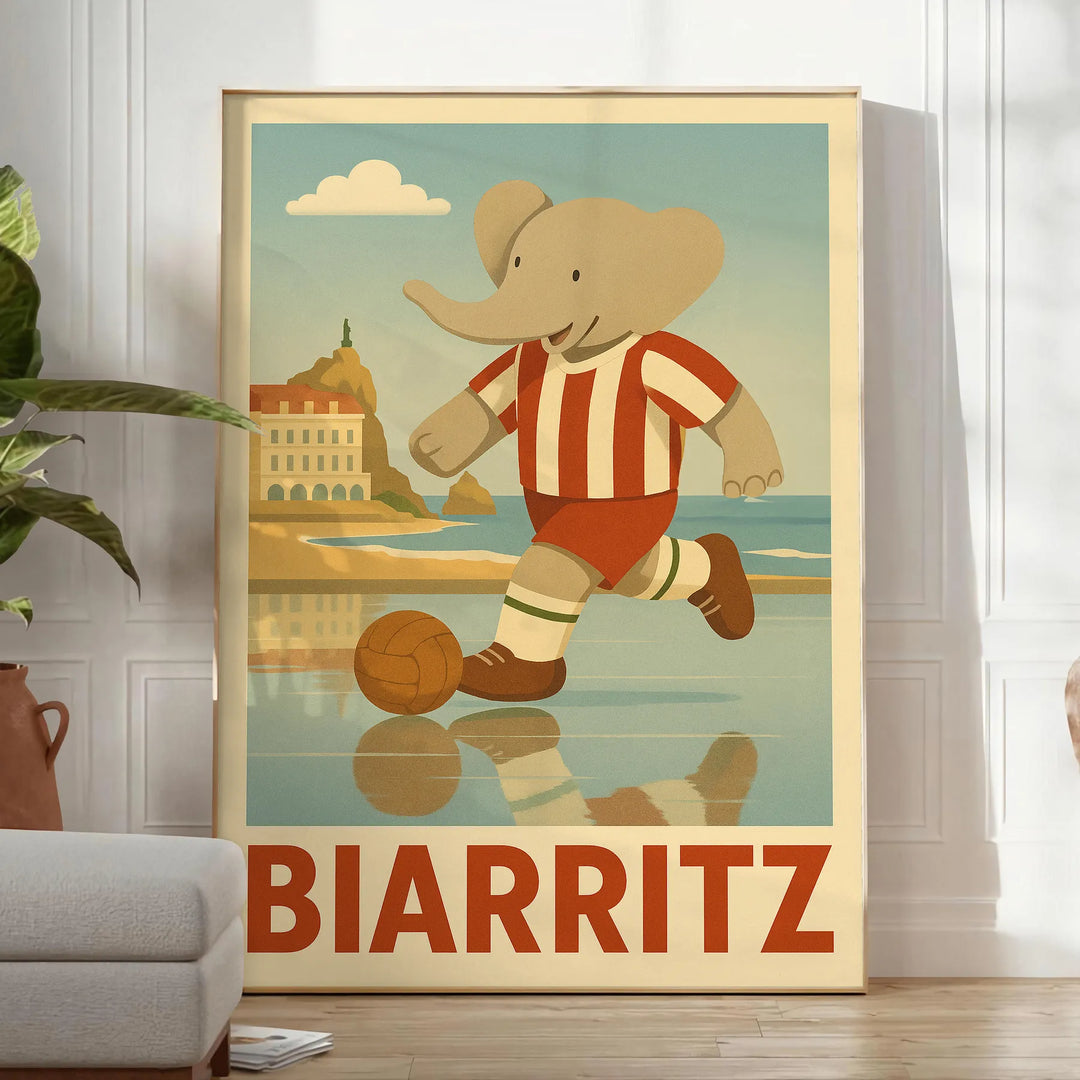 Affiche kid football Biarritz énergie passion tons gris vert décoration parfaite petits fans foot occasion une touche originale intérieur format cm 50x70 A4 A0