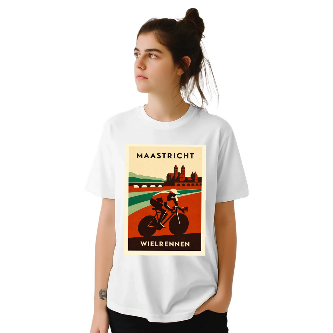 T-shirt T - shirt Maastricht Pays Bas idéal passionnés cyclisme design unique paysages néerlandais parfait sorties vélo moments détente style confort coton première qualité une tenue longue durée