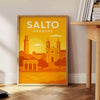 Salto Uruguay Art Déco poster in orange and yellow vintage style