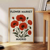 captivating Flower Market Madrid Botanical 8 poster striking blend black red hues elegance space vintage available art prints enthusiasts