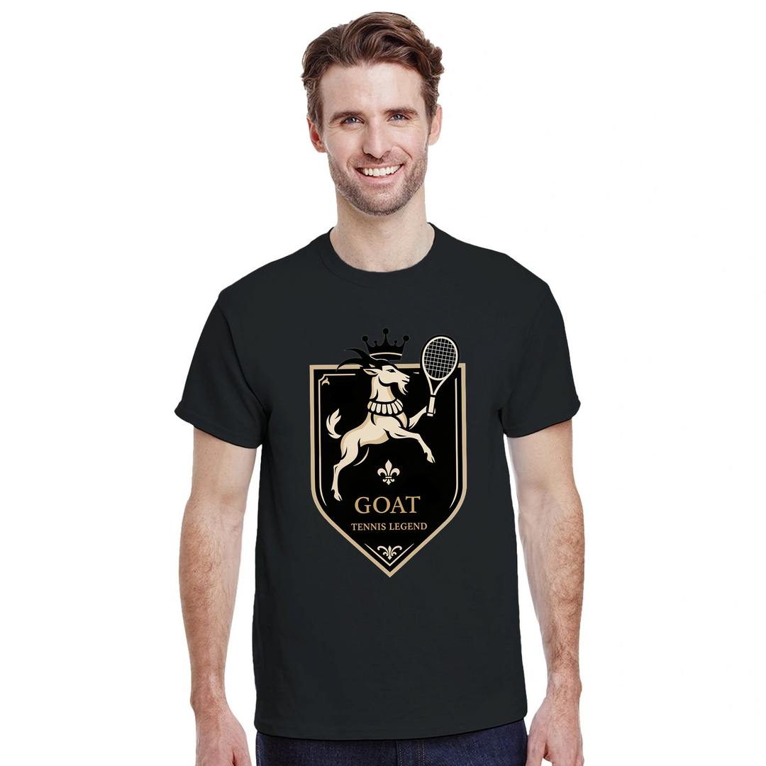 T-shirt Tennis Legend GOAT2, ideal para fãs de ténis, confeccionado em algodão premium para conforto superior