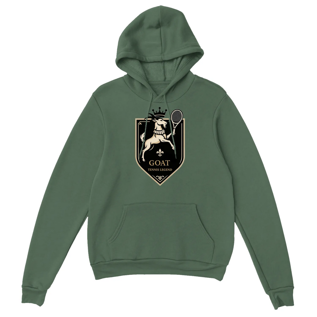 Hoodie Tennis GOAT2 un sweat capuche épais doux mélange 50 % coton polyester une doublée poche ventrale poignets élastiques tous grâce unisexe coupe douceur garantie boulochage