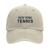 Gorra vintage de tenis de Nueva York con diseño bordado, hecha de algodón 100% cepillado, ideal para un estilo casual