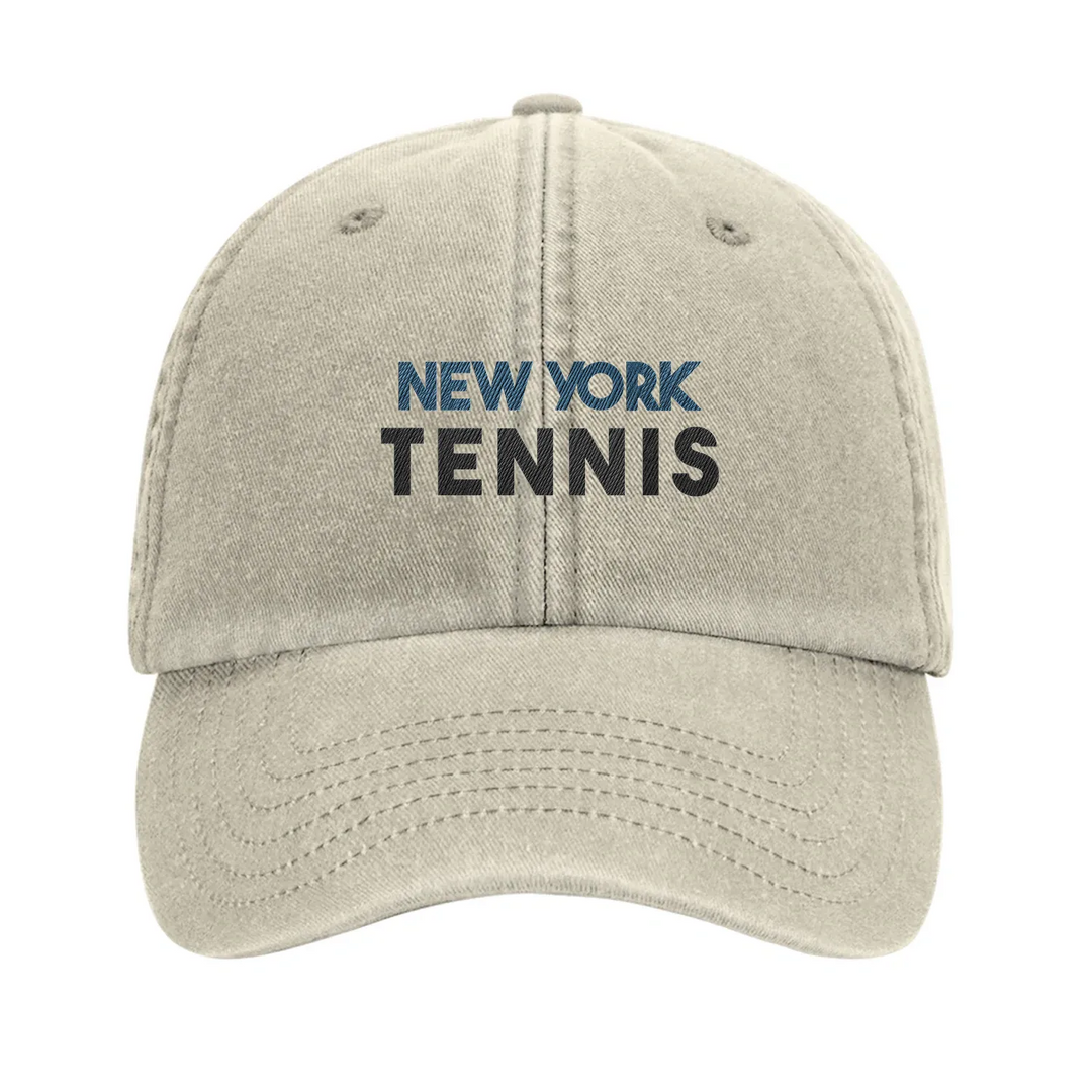 Gorra vintage de tenis de Nueva York con diseño bordado, hecha de algodón 100% cepillado, ideal para un estilo casual