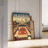 Plakat tenisowy Madrid w intensywnych odcieniach zieleni i czerwieni, dostępny w rozmiarach 50x70 lub 30x40. Idealny dla miło