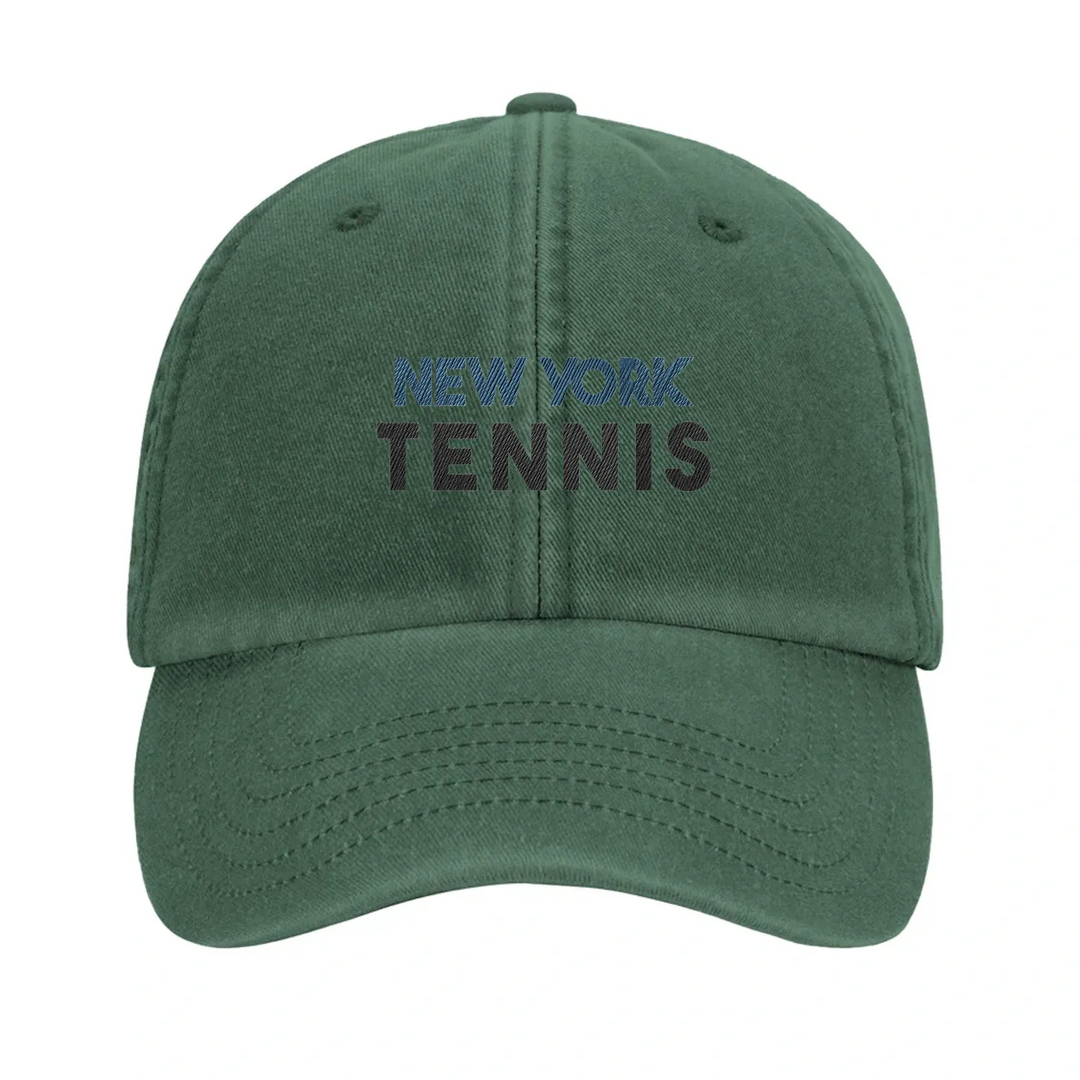 Gorra vintage de tenis de Nueva York con diseño bordado, hecha de algodón 100% cepillado, ideal para un estilo casual