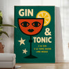 Affiche captivante teintes orange vert idéale amateurs gin tonic pièce unique une touche rafraîchissante décor formats A4 cm A0