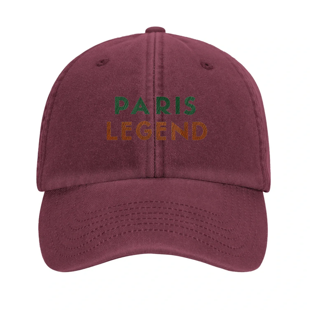 Vintage Tennis Paris Legend Cap mit gesticktem Design, aus 100% gebürsteter Baumwolle, lässiger Look mit vorgekrümmtem Schirm