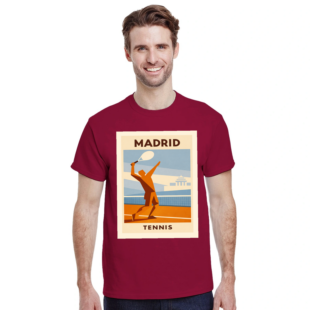 T-shirt τένις Μαδρίτης, με ζωντανό σχέδιο που αποτυπώνει την κουλτούρα του τένις στη Μαδρίτη. Ιδανικό για αθλητές και λάτρεις