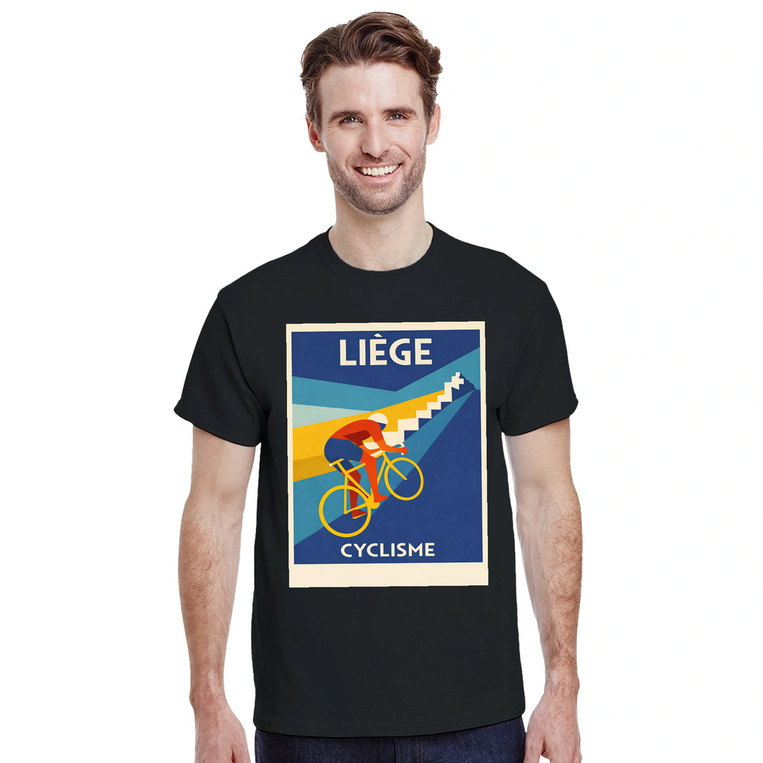 T-shirt Liège Belgium Cyclisme, ιδανικό για ποδηλάτες και καθημερινές εμφανίσεις, διαθέσιμο σε S, M, L, XL, XXL