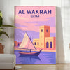 Brown and gray stylized Al Wakrah, Qatar coastal cityscape poster