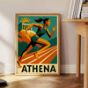 Färgglad poster med Athletics Athena-motiv i gröna och röda nyanser, perfekt för sportentusiaster. Finns i flera storlekar