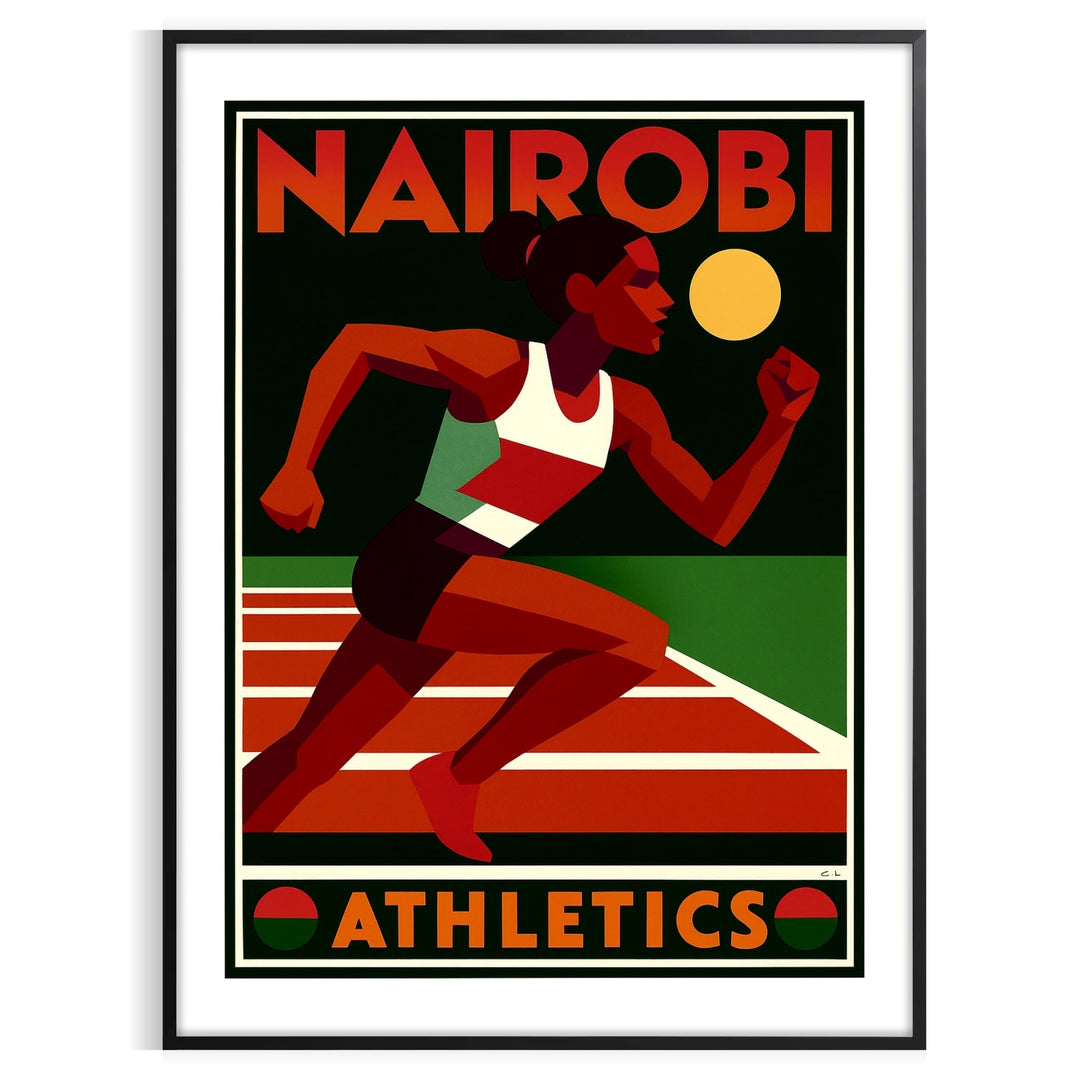 space stunning Nairobi Athletics Sport poster dynamic gray orange colors eye design spirit sports enthusiast motivation available A4 cm A0