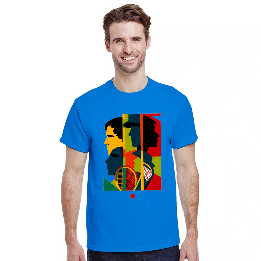 テニス大会に最適なスタイリッシュなテニステーマのTシャツ。プレイヤーやファンにぴったりの快適さとゲームへの情熱を融合。サイズ: S, M, L, XL, XXLでご用意。