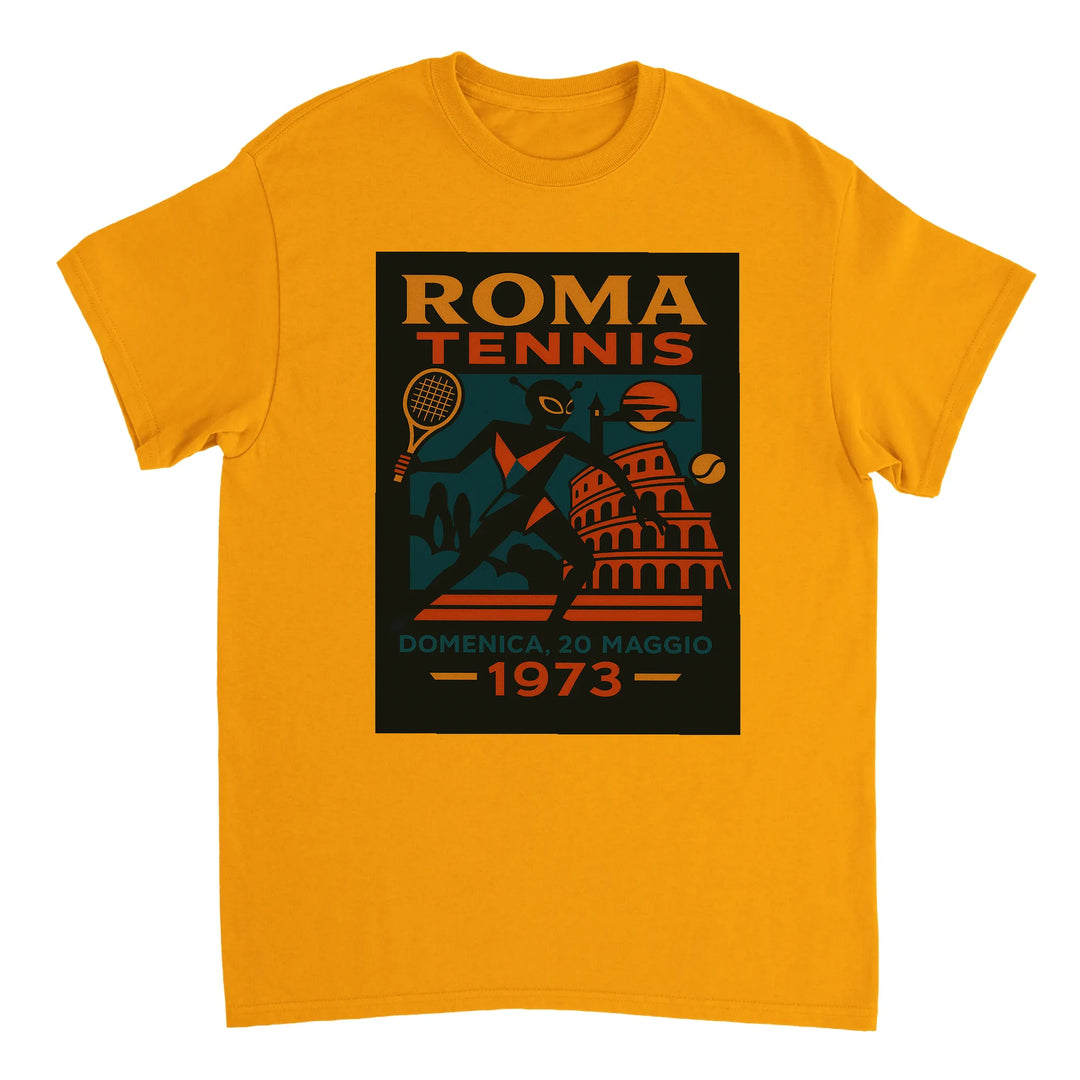 T-shirt Alien Roma Tennis, un capo unico che unisce un tema alieno giocoso alla passione per il tennis, disponibile in divers