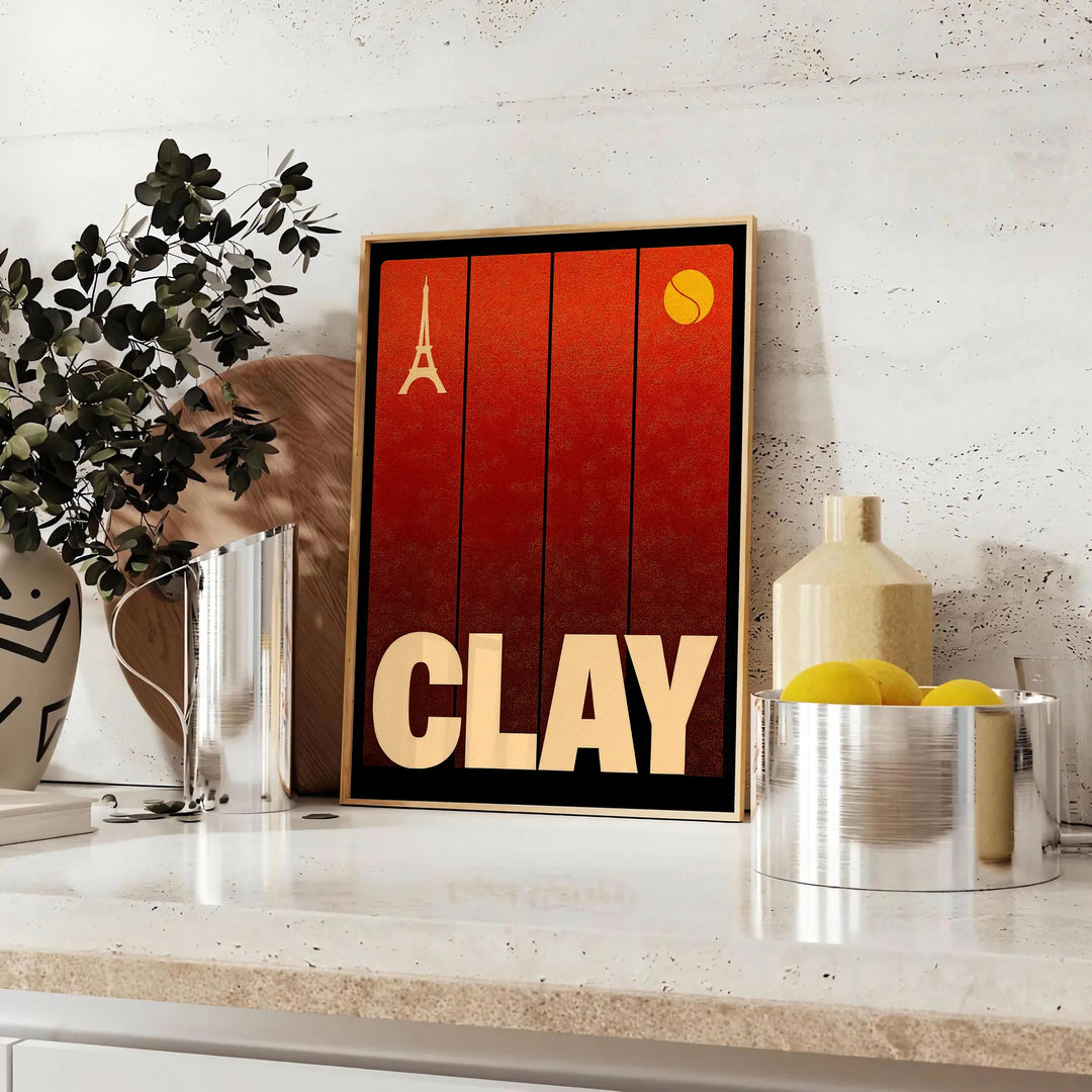 univers passionnant tennis terre affiche dynamique clash rouge noir passionnés pièce unique une touche sportive déco dimensions cm A4 A0