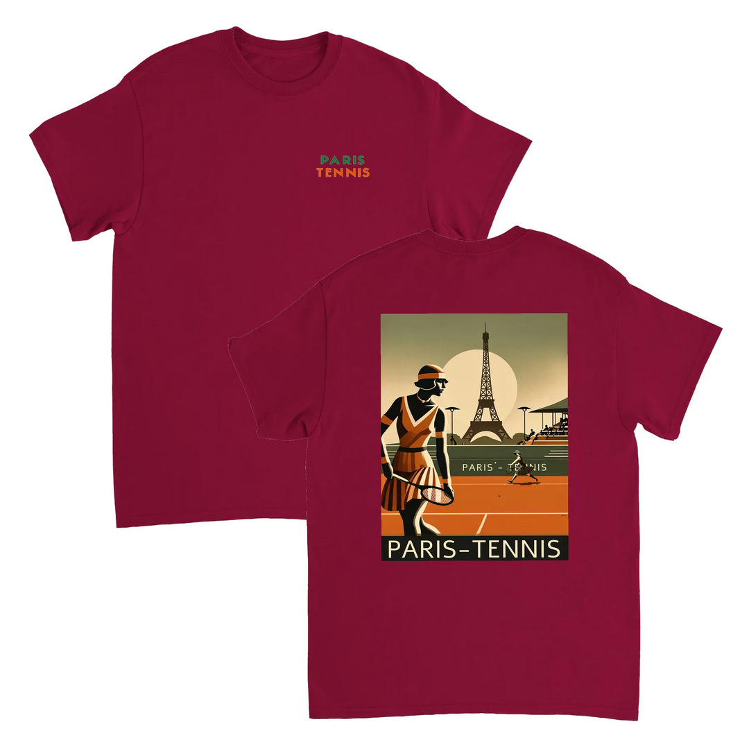 Tennis T-shirt med stilren design inspirerad av Paris, perfekt för tennisälskare. Finns i storlekarna S till XXL