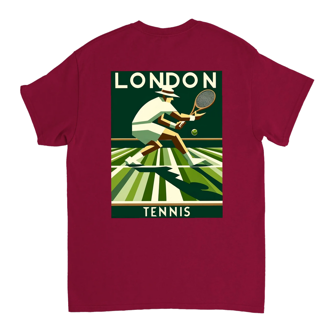 Koszulka tenisowa London z unikalnym wzorem, idealna dla fanów tenisa. Dostępna w rozmiarach S, M, L, XL, XXL