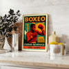 Slående affisch med boxningsmotiv inspirerad av Mexiko, i djärva röda och svarta färger. Perfekt för sportälskare